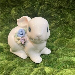 GANZ Ceramic Bunny with Blue and Purple Floral Accents